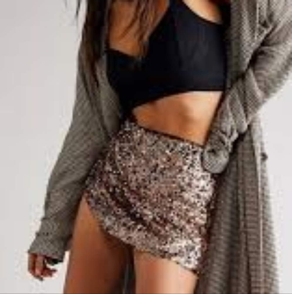 NWT Free People Sequin Mini Skirt - Picture 4 of 9